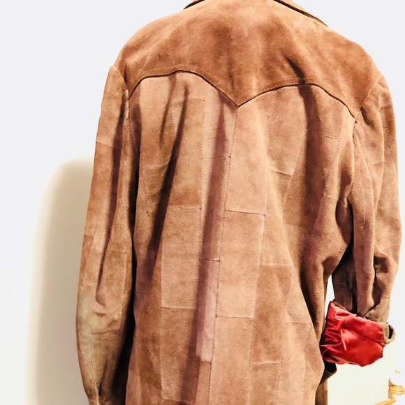 VINTAGE SPLIT COWHIDE SUEDE PATCHWORK JACKET - Picture 4 of 6